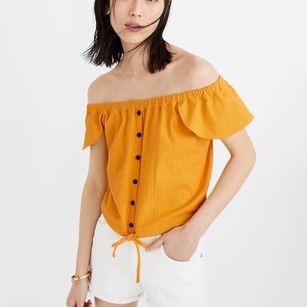 Texture & Thread Madewell Yellow Off The Shoulder Top